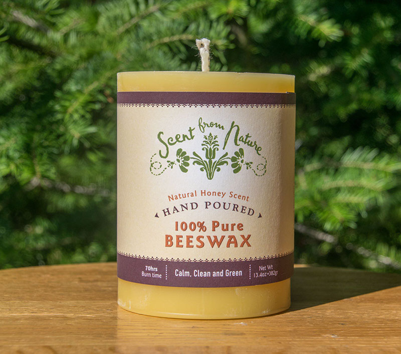 100% Pure & Natural Beeswax Pillar Candle | 3X6